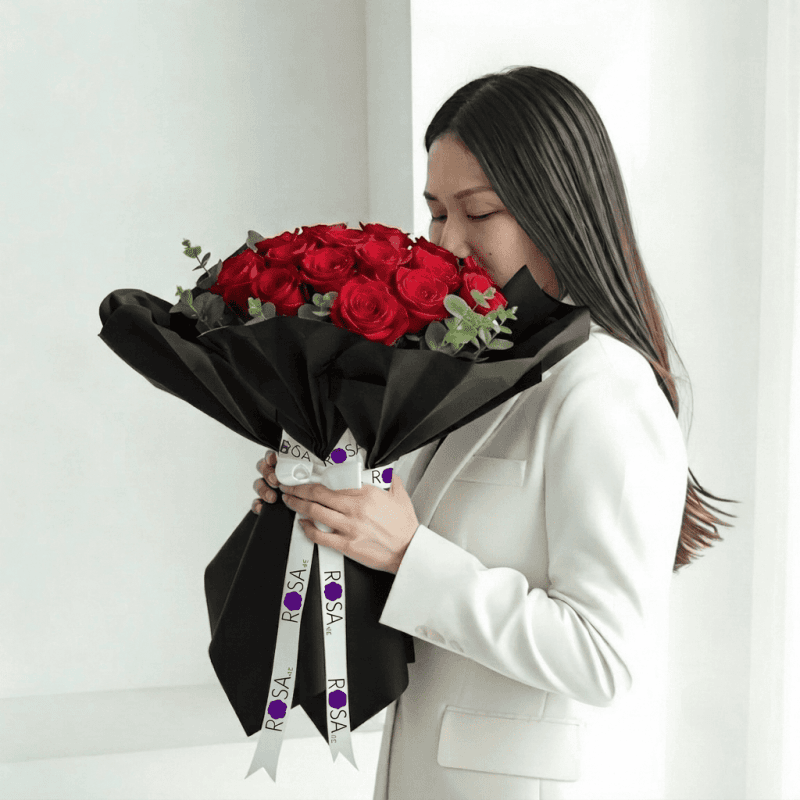 Signature Red Rose Bouquet with Black Bow - Premium Luxury Gift Delivery in Nairobi