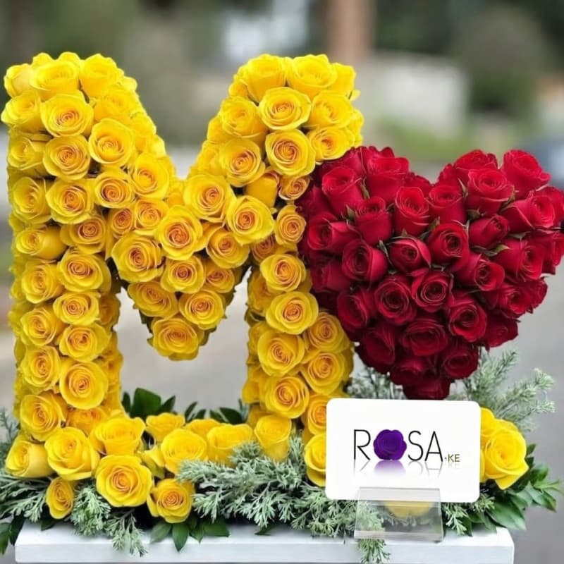 Luxury Letter & Heart Rose Arrangement - Custom Flowers Same-Day Delivery in Nairobi