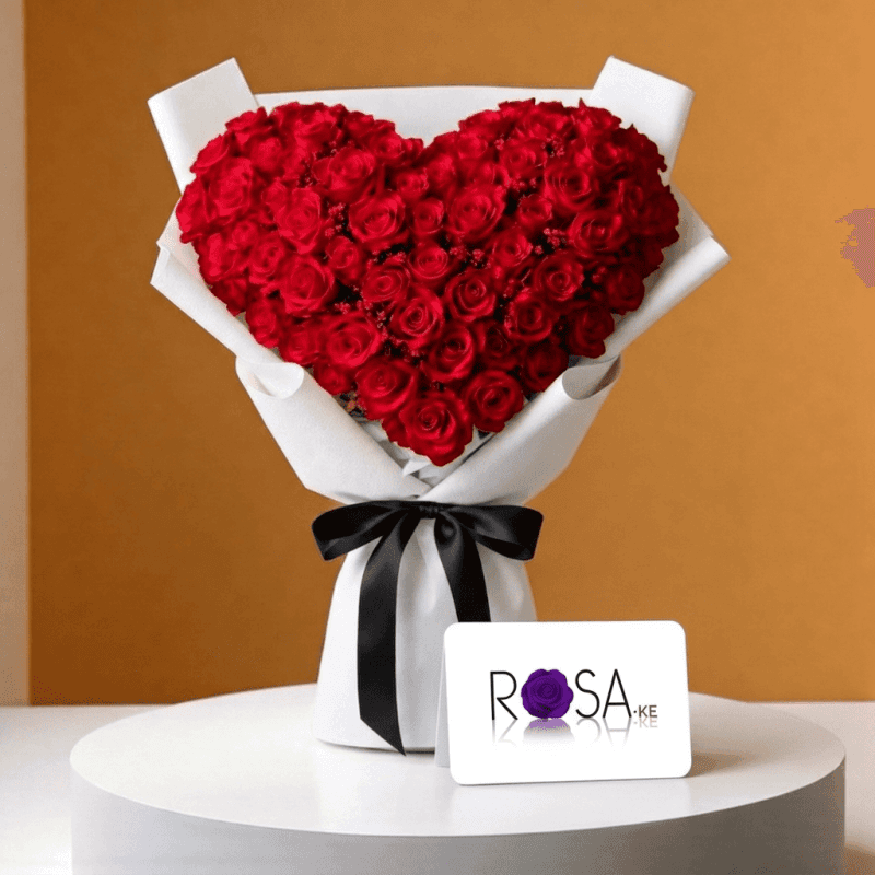 Signature Heart-Shaped Fresh Flowers & Rose Bouquet - Gift Delivery in Nairobi